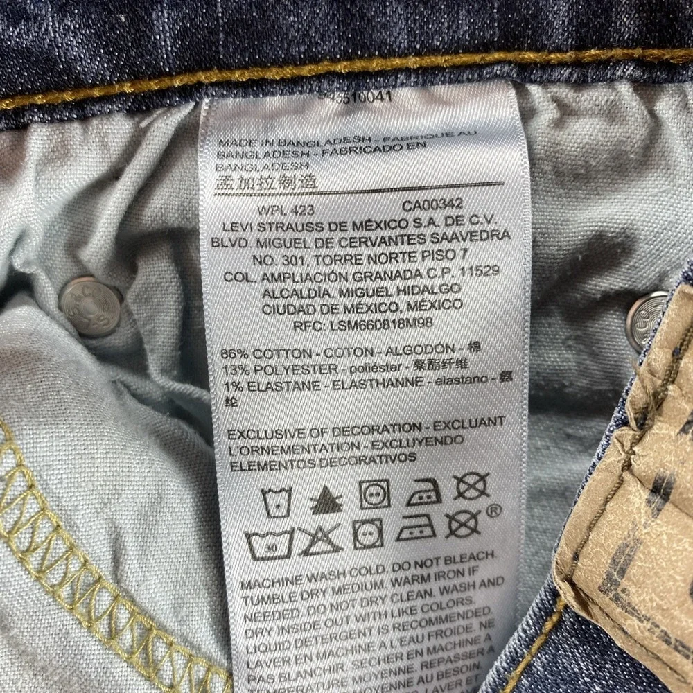 Levis Jeans Mens 34x30‎ Blue Athletic Mid Rise Denim Stretch Western Straight